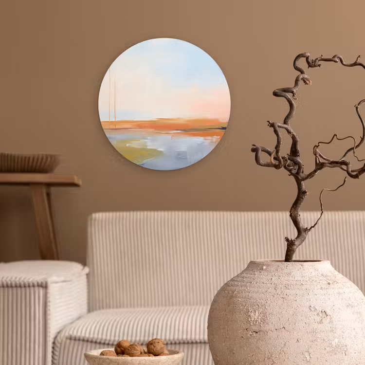 Abstract - Landschap - Horizon - Modern - Kleurrijk Wandcirkel kunststof plaat 5mm dik klein -sfeer1