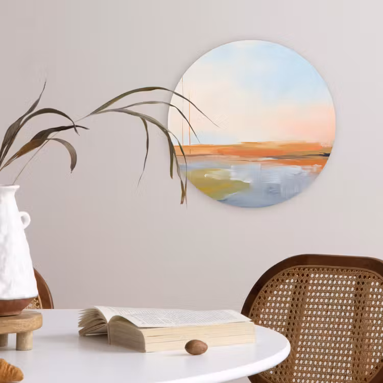 Abstract - Landschap - Horizon - Modern - Kleurrijk Wandcirkel kunststof plaat 5mm dik klein -sfeer4