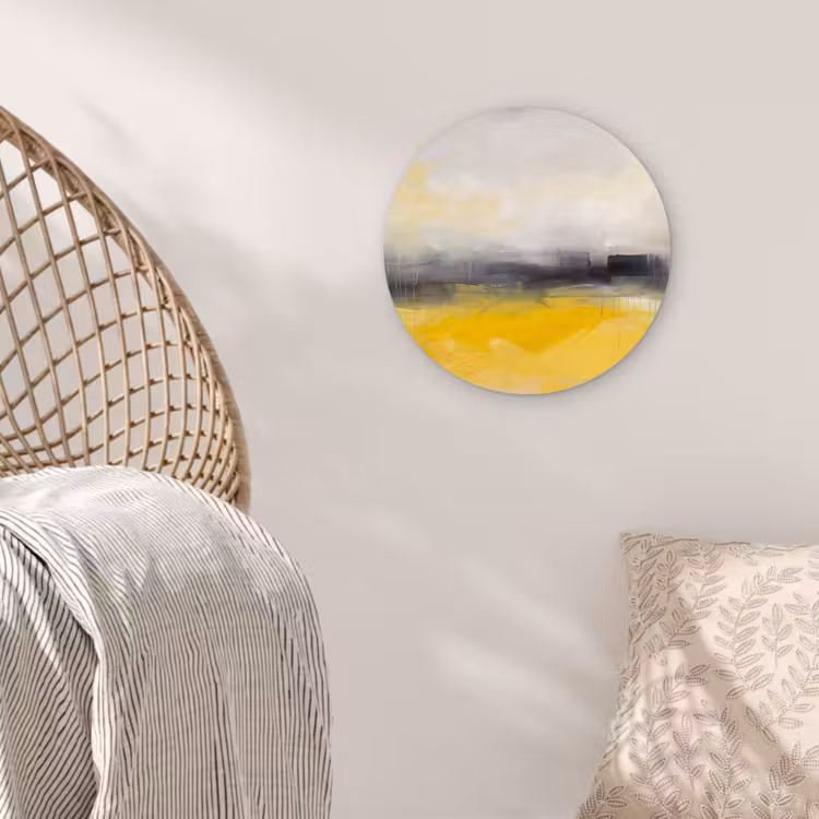 Abstract - Landschap - Modern - Geel Wandcirkel kunststof plaat 5mm dik klein -sfeer5
