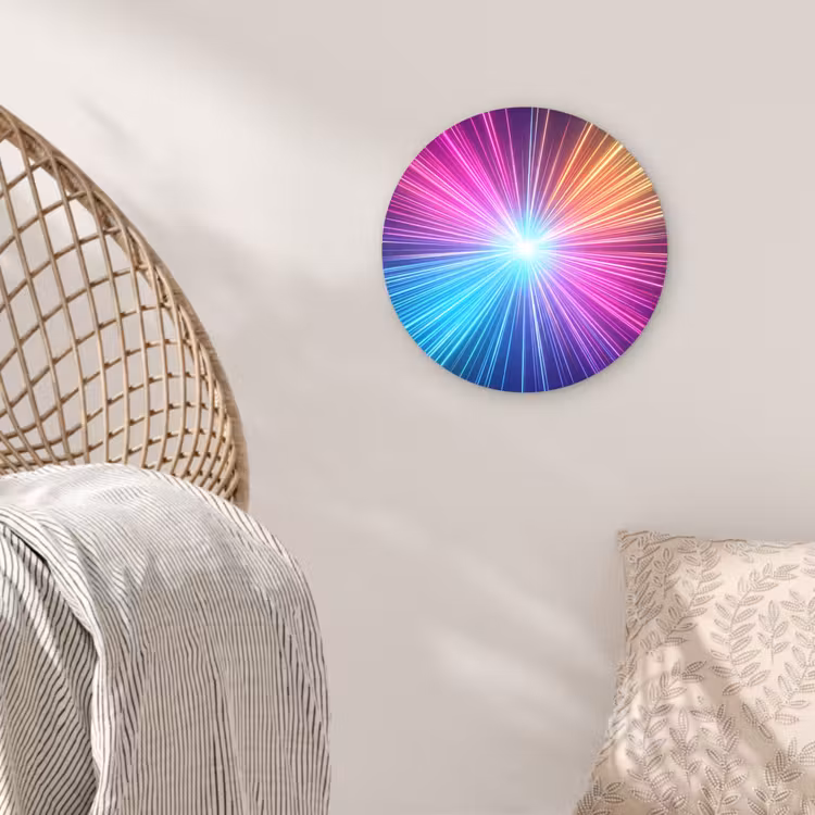 Abstract - Light - Burst - Modern - Colorful Wandcirkel kunststof plaat 5mm dik klein -sfeer5