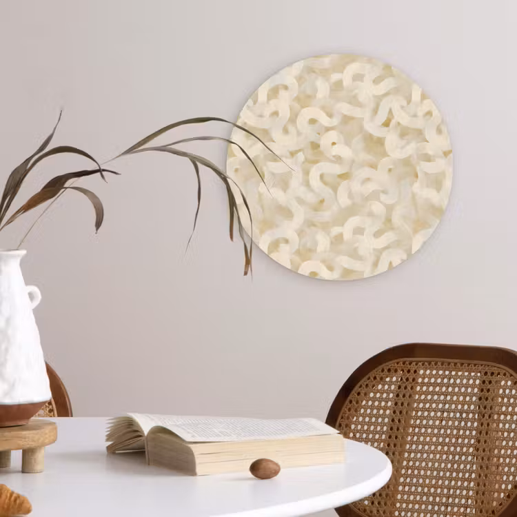 Abstract - Lijnen - Beige Wandcirkel kunststof plaat 5mm dik klein 188 -sfeer4