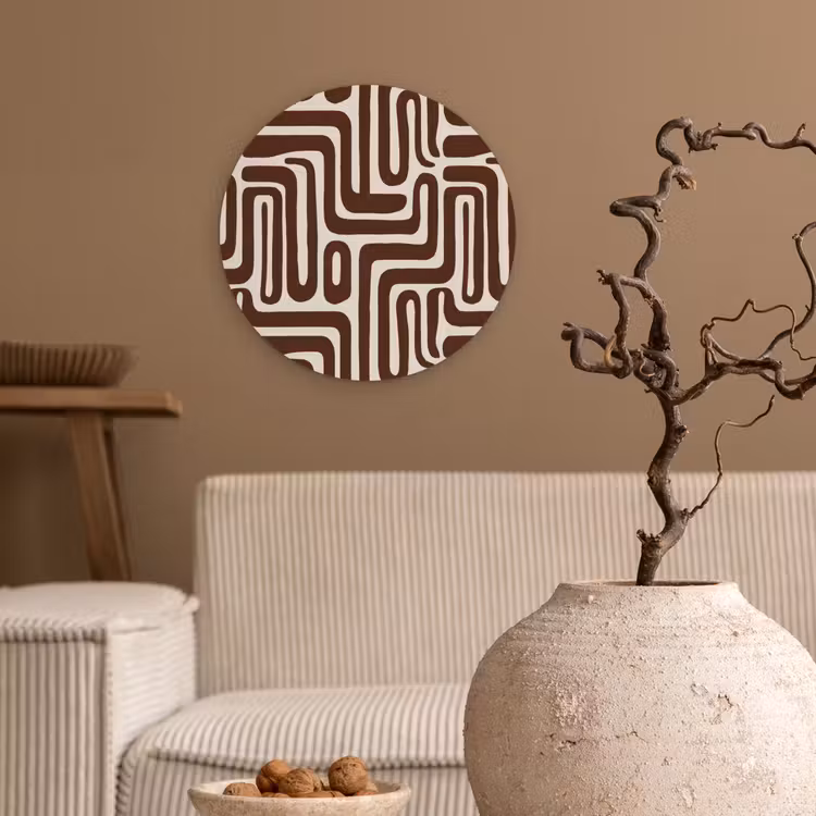 Abstract - Patroon - Bruin Wandcirkel kunststof plaat 5mm dik klein 188 -sfeer1