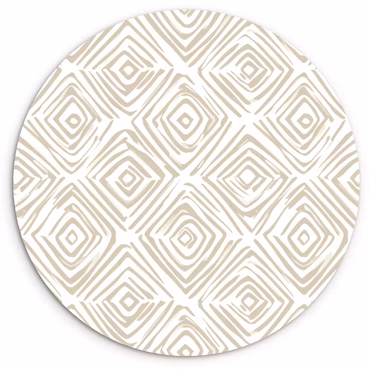 Abstract - Ruit - Beige Wandcirkel kunststof plaat 5mm dik klein 188 -3d