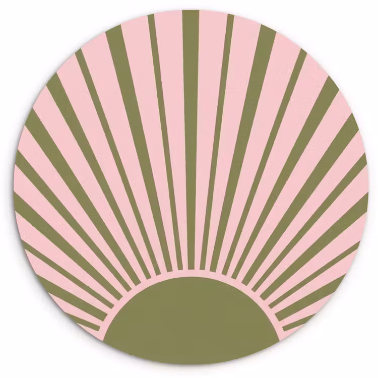 Abstract - Stralen - Grafisch - Roze - Groen Wandcirkel kunststof plaat 5mm dik klein -3d