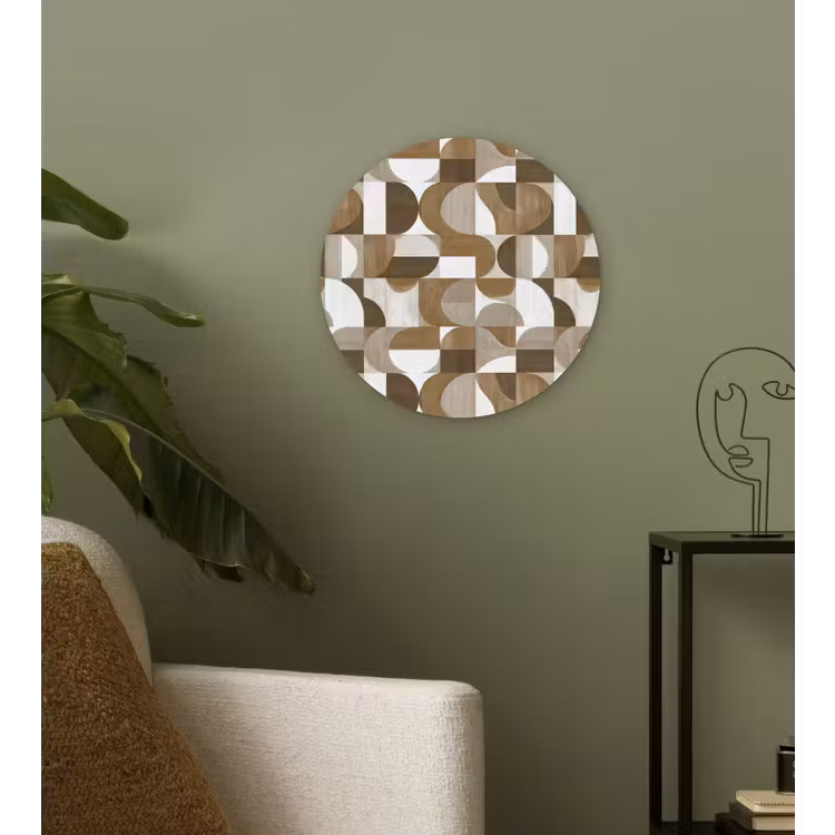 Abstract - Retro - Bruin Wandcirkel kunststof plaat 5mm dik klein 188 -sfeer3
