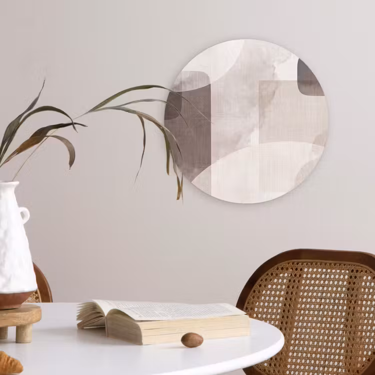 round wall art - Abstract Shapes - Beige - Abstracte vormen - Beige Wandcirkel kunststof plaat 5mm dik klein