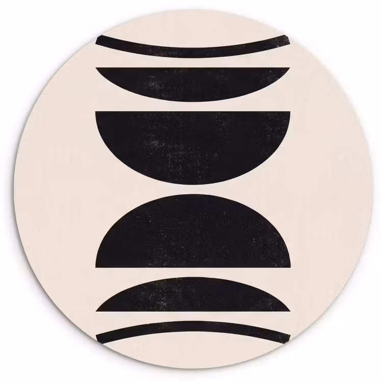 round wall art - Abstract - Shapes - Black - Abstract - Vormen - Zwart Wandcirkel kunststof plaat 5mm dik klein