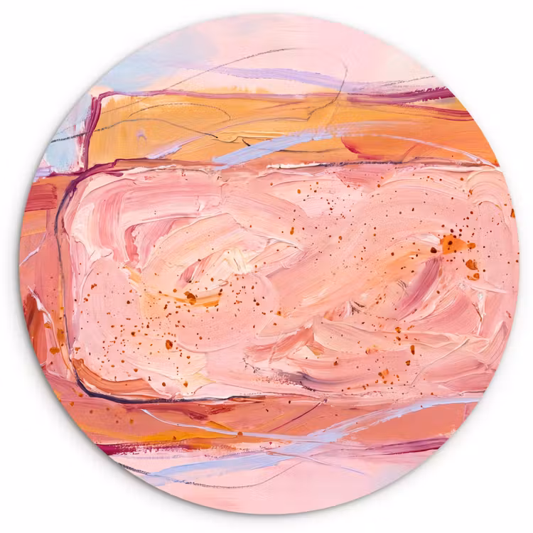 Abstract - Vormen - Modern - Roze Wandcirkel kunststof plaat 5mm dik klein -3d
