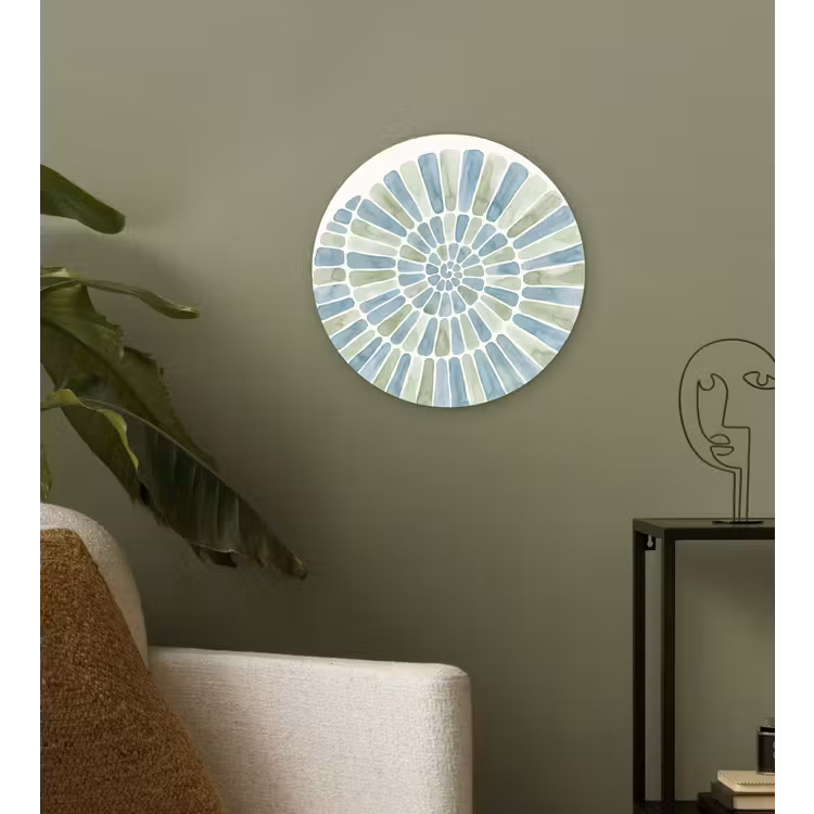 Abstract - Spiraal - Patroon - Modern - Blauw-Groen Wandcirkel kunststof plaat 5mm dik klein -sfeer3