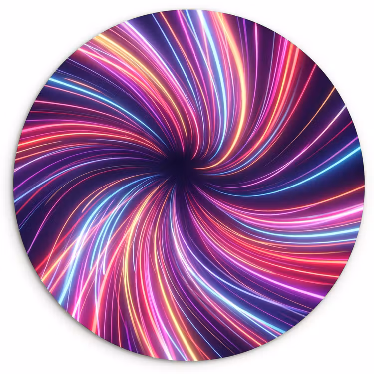 Abstract - Swirl - Futuristic - Neon Wandcirkel kunststof plaat 5mm dik klein -3d