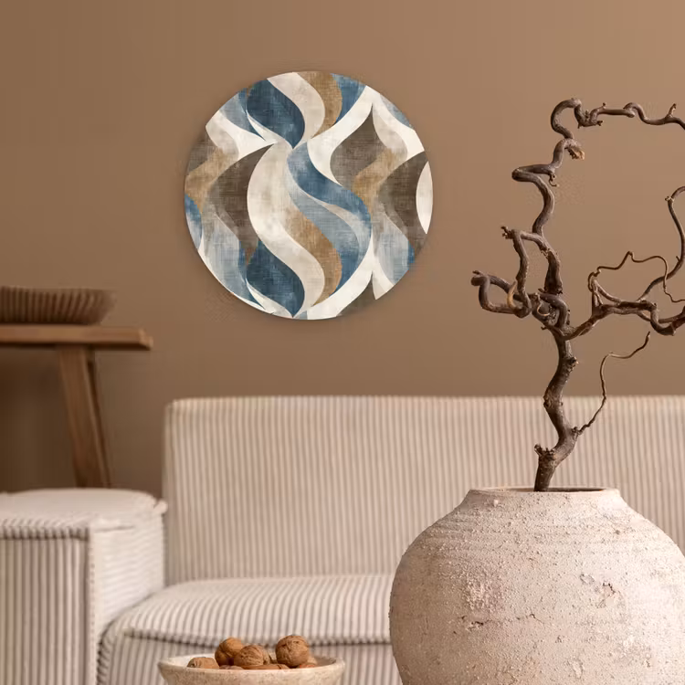 Abstract - Golven - Kleurrijk Wandcirkel kunststof plaat 5mm dik klein 188 -sfeer1