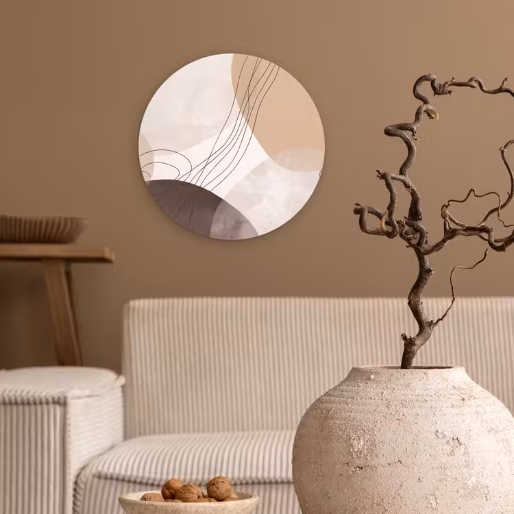 round wall art - Abstraction - Beige - Modern - Abstractie - Beige - Modern Wandcirkel kunststof plaat 5mm dik klein