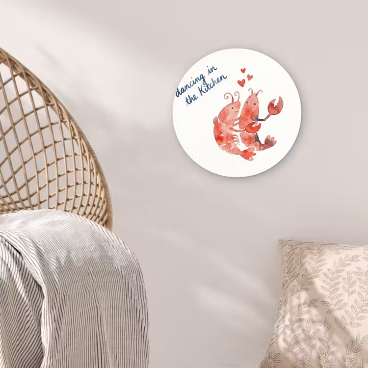 Dier - Dans - Liefde - Waterverf - Rood Wandcirkel kunststof plaat 5mm dik klein -sfeer5