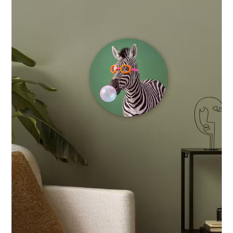 Dier - Bril - Bel - Modern - Groen Wandcirkel kunststof plaat 5mm dik klein -sfeer3