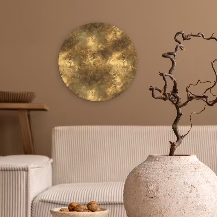Antiek - Metaallook - Goud Wandcirkel kunststof plaat 5mm dik klein 188 -sfeer1