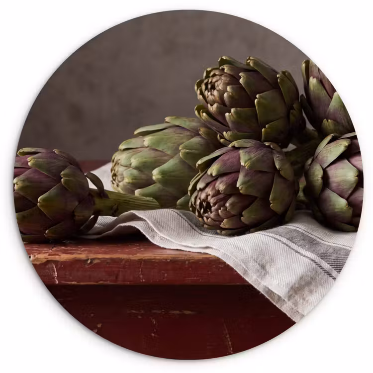 round wall art - Artichoke - Food - Rustic - Artisjok - Eten - Rustiek Wandcirkel kunststof plaat 5mm dik klein