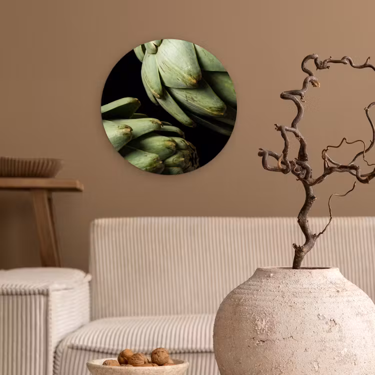 round wall art - Artichoke - Green - Food - Artisjok - Groen - Eten Wandcirkel kunststof plaat 5mm dik klein