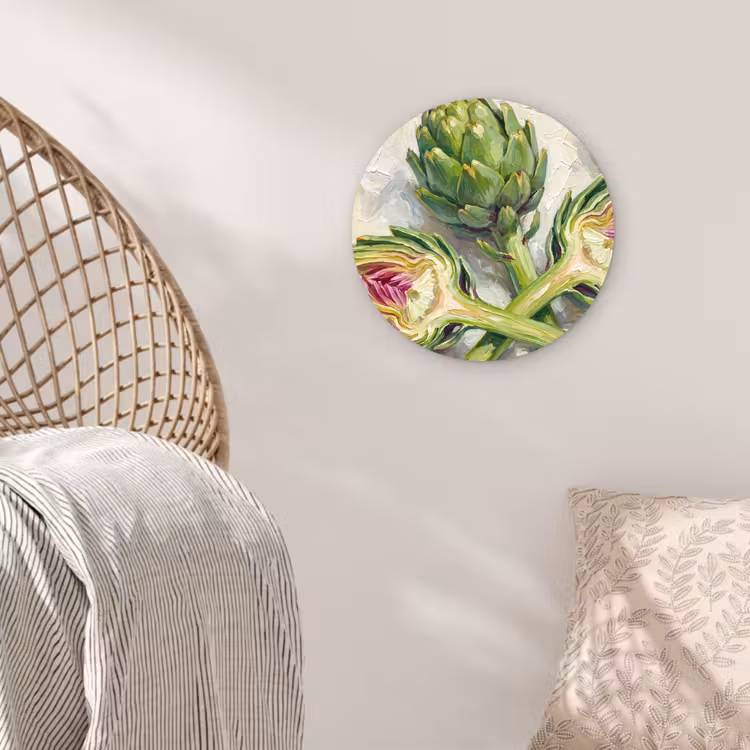 round wall art - Artichoke - Lemon - Food - Artisjok - Citroen - Eten Wandcirkel kunststof plaat 5mm dik klein