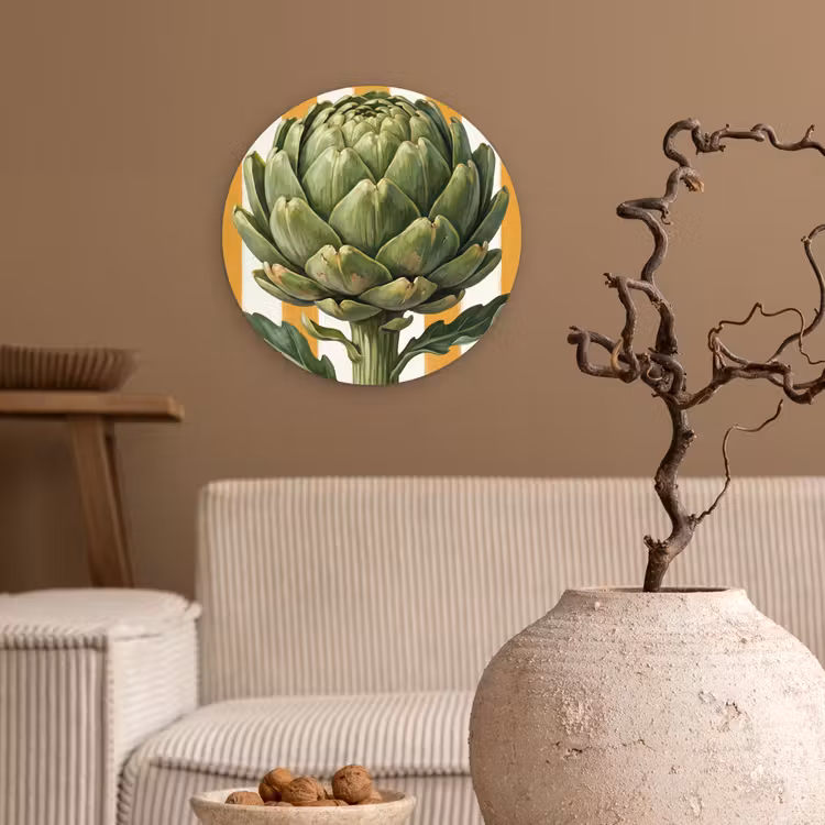 round wall art - Artichoke - Modern - Vegetable - Artisjok - Modern - Groente Wandcirkel kunststof plaat 5mm dik klein