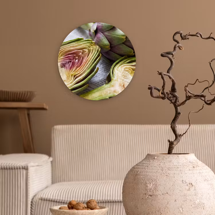 round wall art - Artichoke - Sliced - Food - Artisjok - Doorgesneden - Eten Wandcirkel kunststof plaat 5mm dik klein