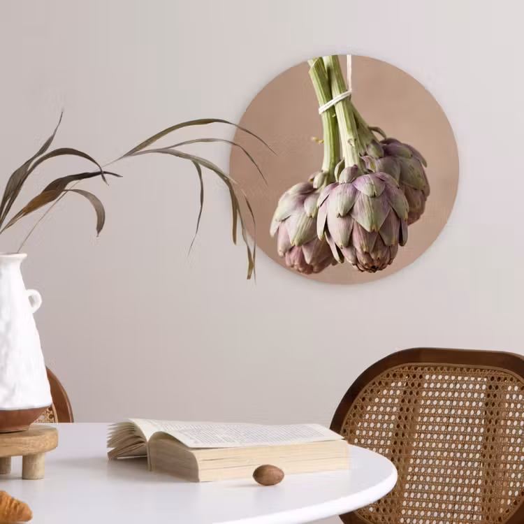 round wall art - Artichokes - Hanging - Vegetables - Artisjokken - Hangend - Groenten Wandcirkel kunststof plaat 5mm dik klein