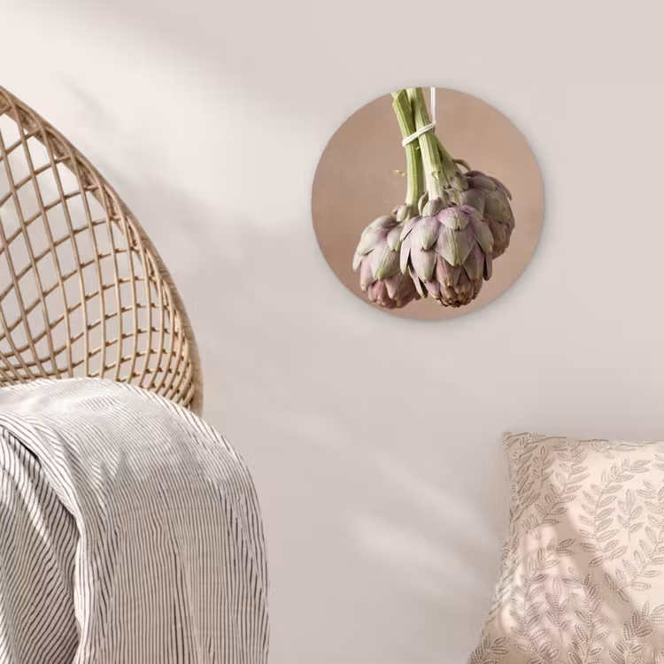 round wall art - Artichokes - Hanging - Vegetables - Artisjokken - Hangend - Groenten Wandcirkel kunststof plaat 5mm dik klein