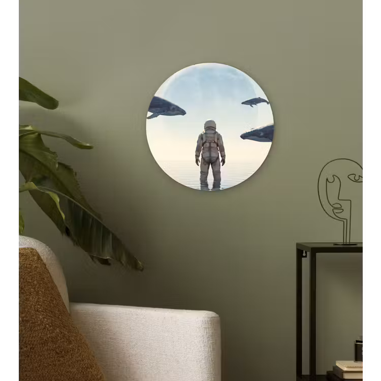 round wall art - Astronaut - Whale - Fantasy - Ruimtevaarder - Walvis - Fantasie Wandcirkel kunststof plaat 5mm dik klein