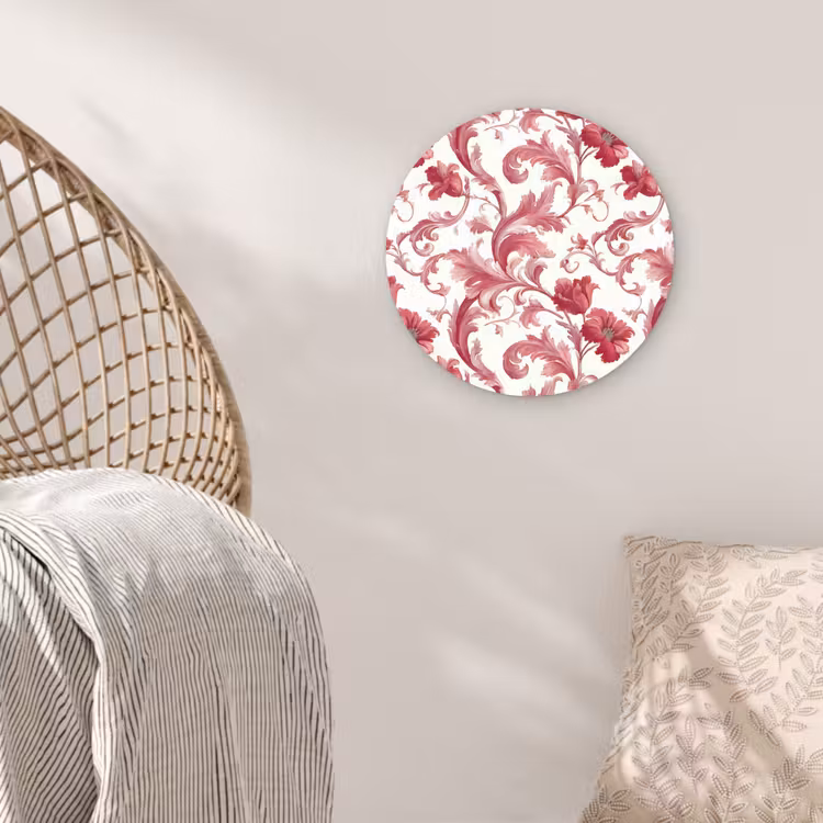 Barok - Patroon - Rood Wandcirkel kunststof plaat 5mm dik klein 188 -sfeer5