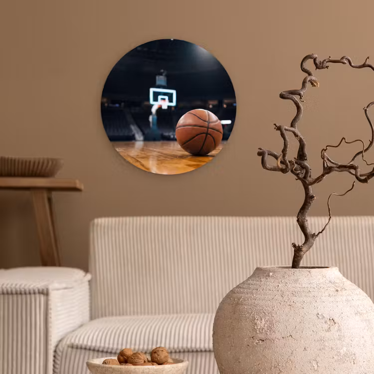 Basketbal - Arena - Sport Wandcirkel kunststof plaat 5mm dik klein -sfeer1