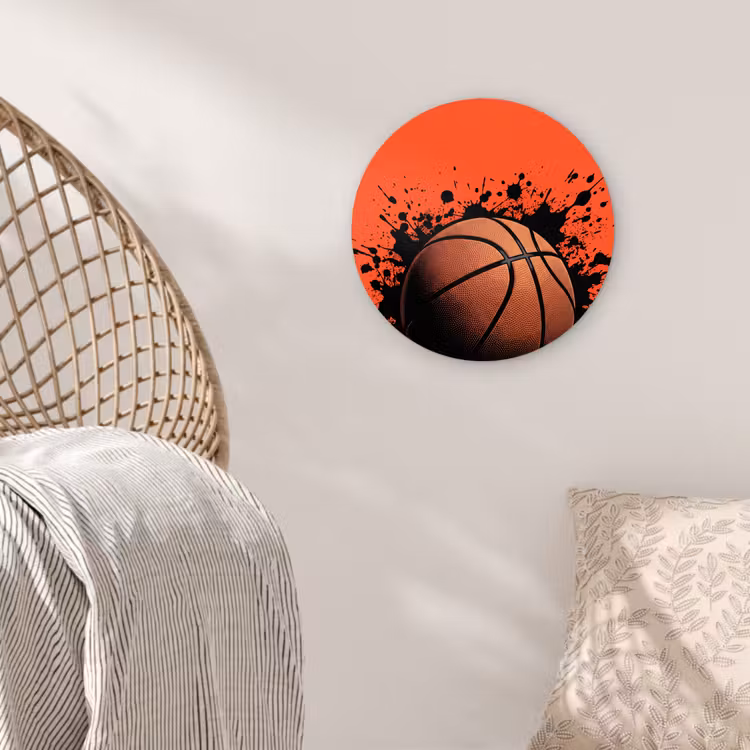 Basketbal - Verf - Sport - Oranje Wandcirkel kunststof plaat 5mm dik klein -sfeer5