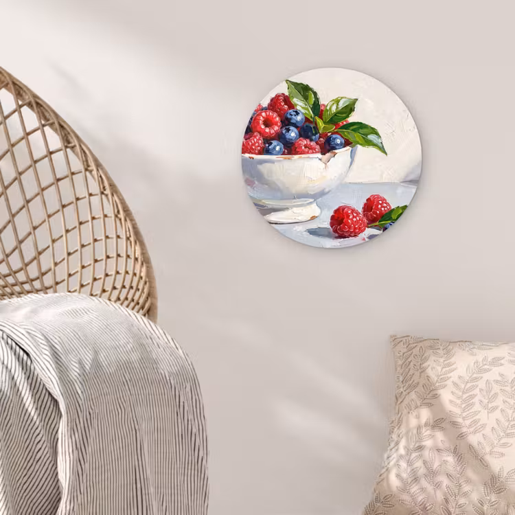 round wall art - Berries - Bowl - Food - Bessen - Kom - Eten Wandcirkel kunststof plaat 5mm dik klein
