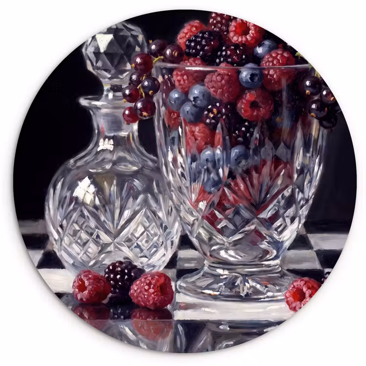 round wall art - Berries - Crystal - Still Life - Bessen - Kristal - Stilleven Wandcirkel kunststof plaat 5mm dik klein