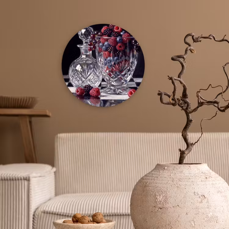 round wall art - Berries - Crystal - Still Life - Bessen - Kristal - Stilleven Wandcirkel kunststof plaat 5mm dik klein