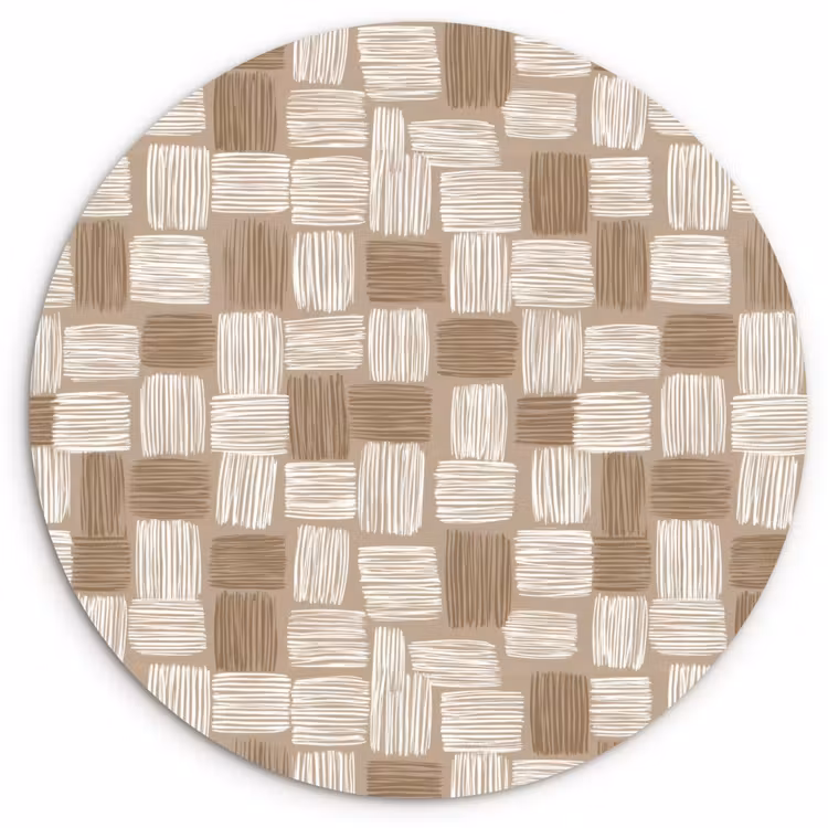 Blok - Patroon - Bruin Wandcirkel kunststof plaat 5mm dik klein 188 -3d