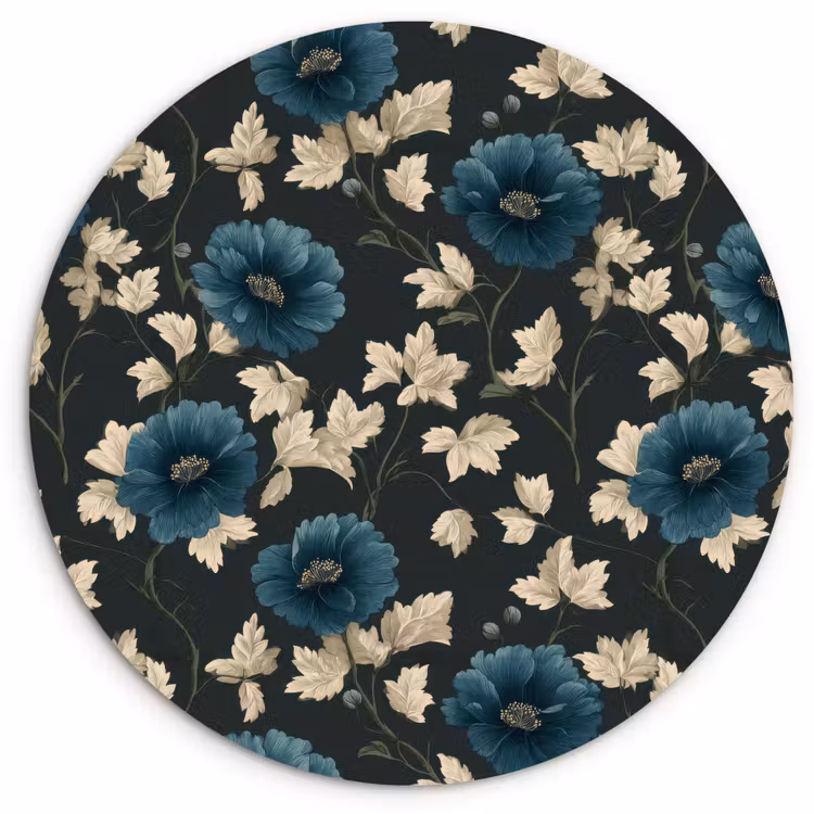 Botanisch - Bloemen - Blauw Wandcirkel kunststof plaat 5mm dik klein 188 -3d