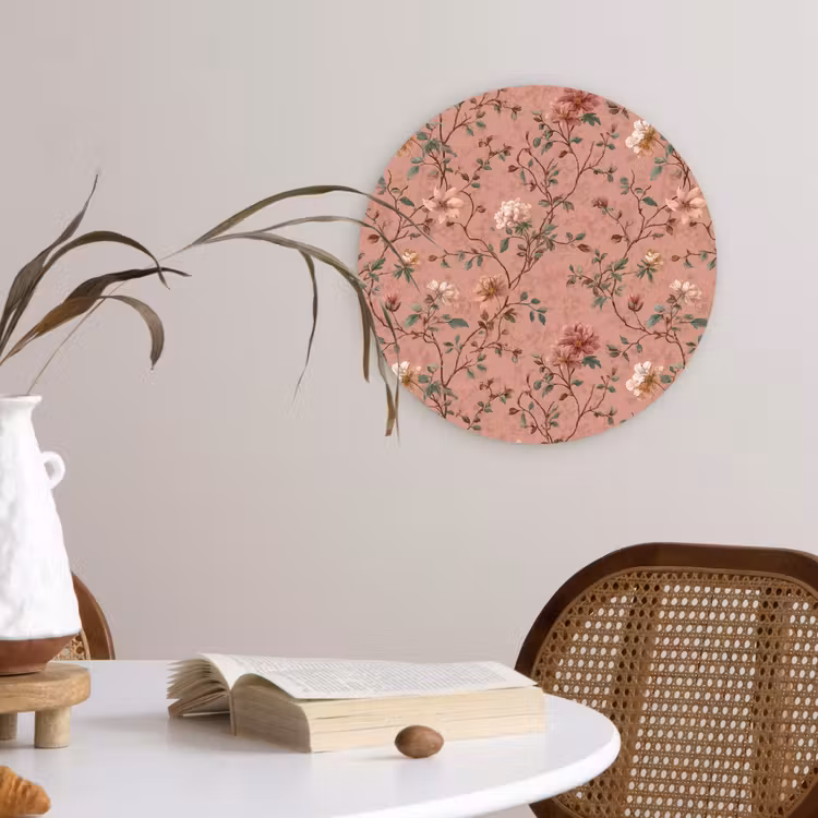 Botanisch - Bloemen - Roze Wandcirkel kunststof plaat 5mm dik klein 188 -sfeer4