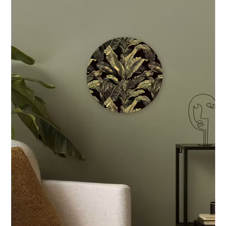 Botanisch - Bladeren - Groen Wandcirkel kunststof plaat 5mm dik klein 188 -sfeer3