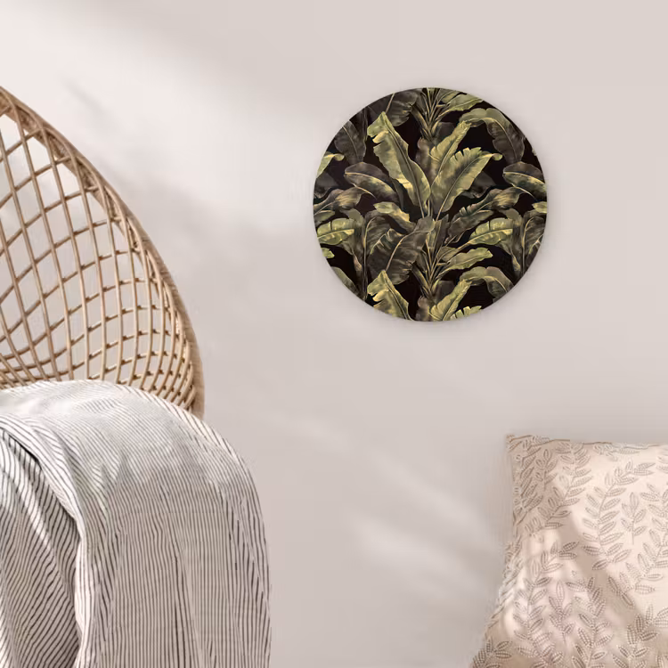 Botanisch - Bladeren - Groen Wandcirkel kunststof plaat 5mm dik klein 188 -sfeer5