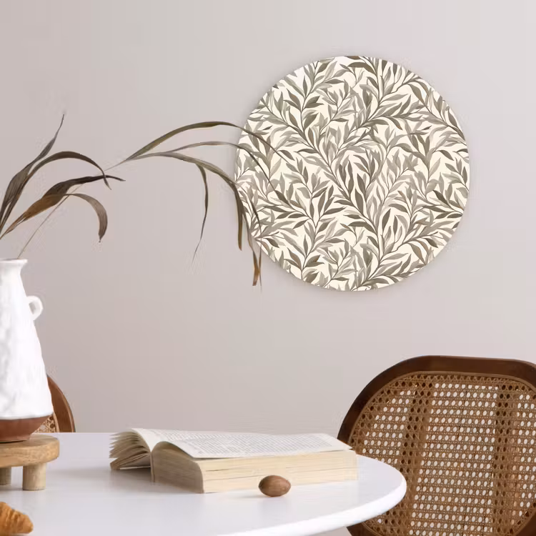 Takken - Botanisch - Taupe Wandcirkel kunststof plaat 5mm dik klein 188 -sfeer4