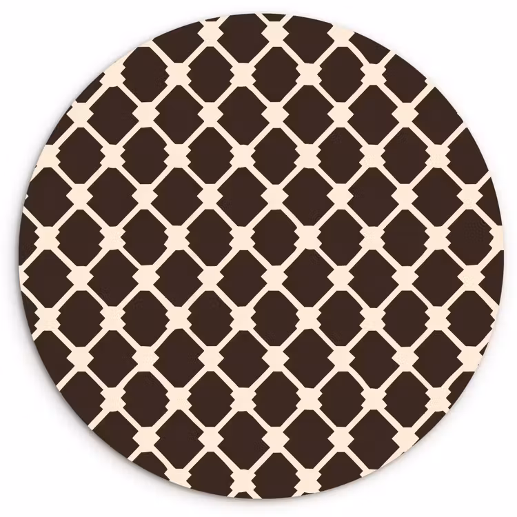 Bruin - Ruitpatroon - Geometrisch Wandcirkel kunststof plaat 5mm dik klein 188 -3d