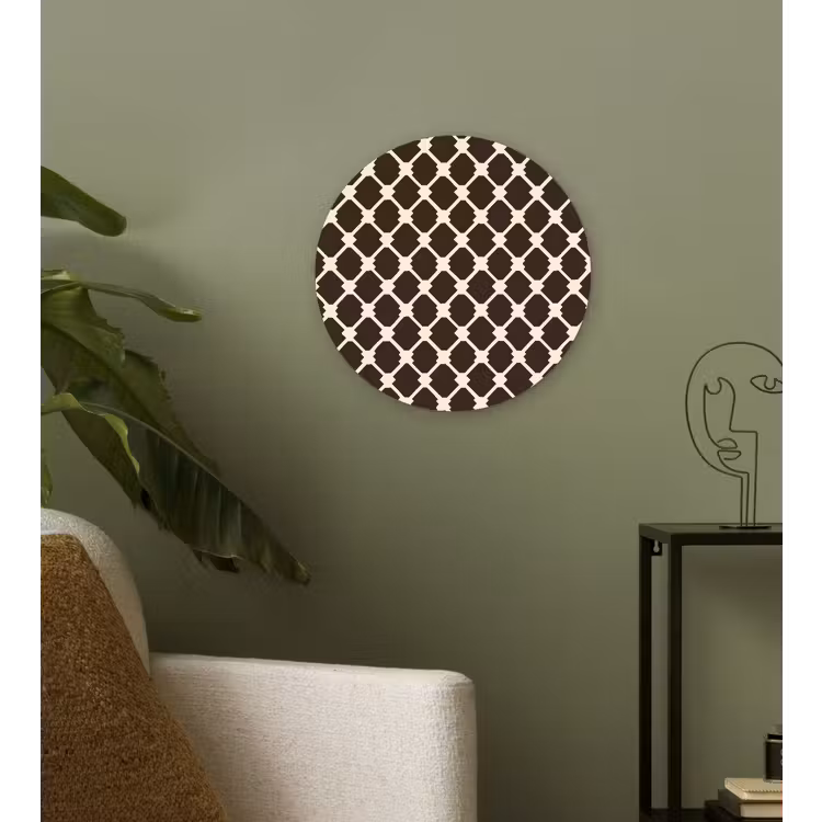Bruin - Ruitpatroon - Geometrisch Wandcirkel kunststof plaat 5mm dik klein 188 -sfeer3