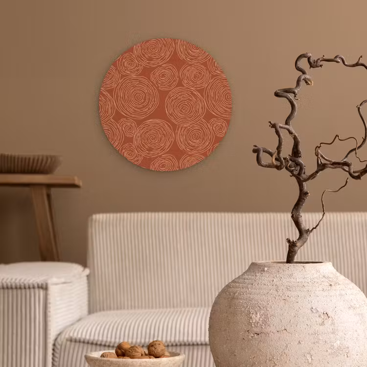 Cirkels - Abstract - Artistiek - Terracotta Wandcirkel kunststof plaat 5mm dik klein 188 -sfeer1