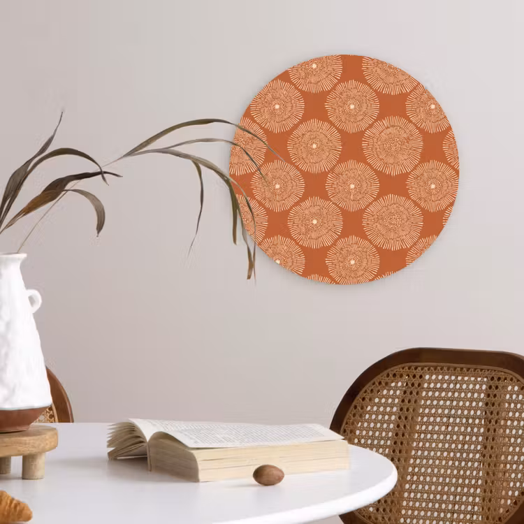 Cirkels - Grafisch - Patroon - Terracotta Wandcirkel kunststof plaat 5mm dik klein 188 -sfeer4
