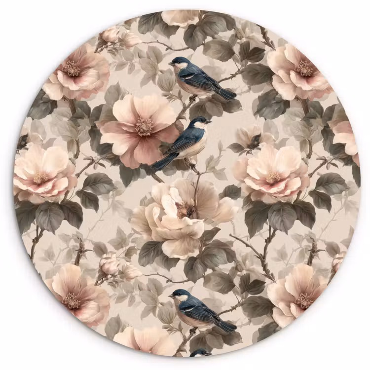 Klassiek - Vogels - Kleurrijk Wandcirkel kunststof plaat 5mm dik klein 188 -3d