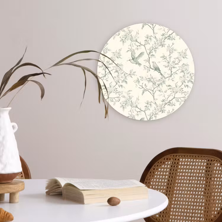 Klassiek - Vogels - Groen Wandcirkel kunststof plaat 5mm dik klein 188 -sfeer4