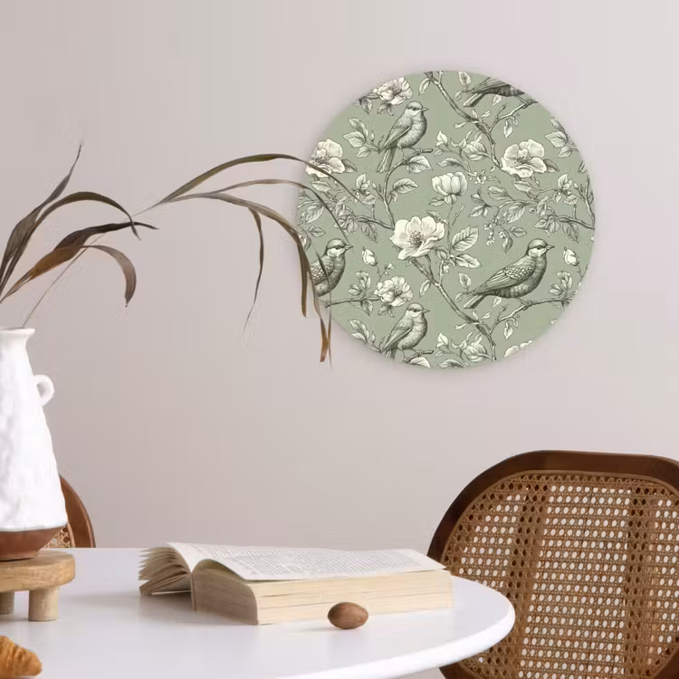 Klassiek - Botanisch - Groen Wandcirkel kunststof plaat 5mm dik klein 188 -sfeer4