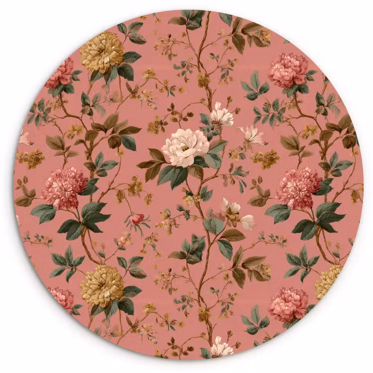 Klassiek - Botanisch - Roze Wandcirkel kunststof plaat 5mm dik klein 188 -3d