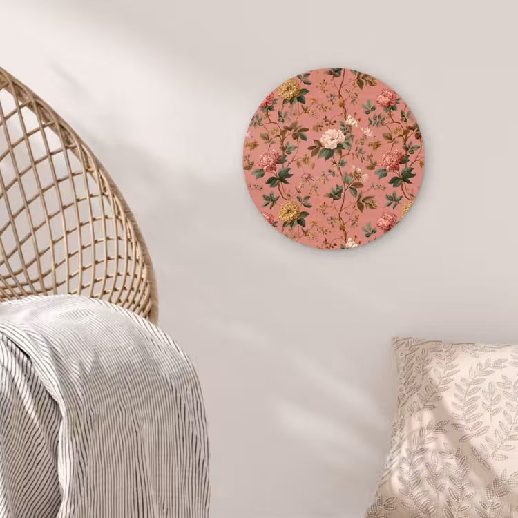 Klassiek - Botanisch - Roze Wandcirkel kunststof plaat 5mm dik klein 188 -sfeer5