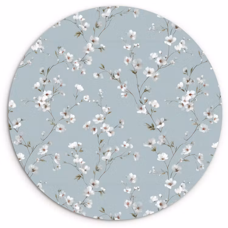 Klassiek - Bloemen - Blauw Wandcirkel kunststof plaat 5mm dik klein 188 -3d