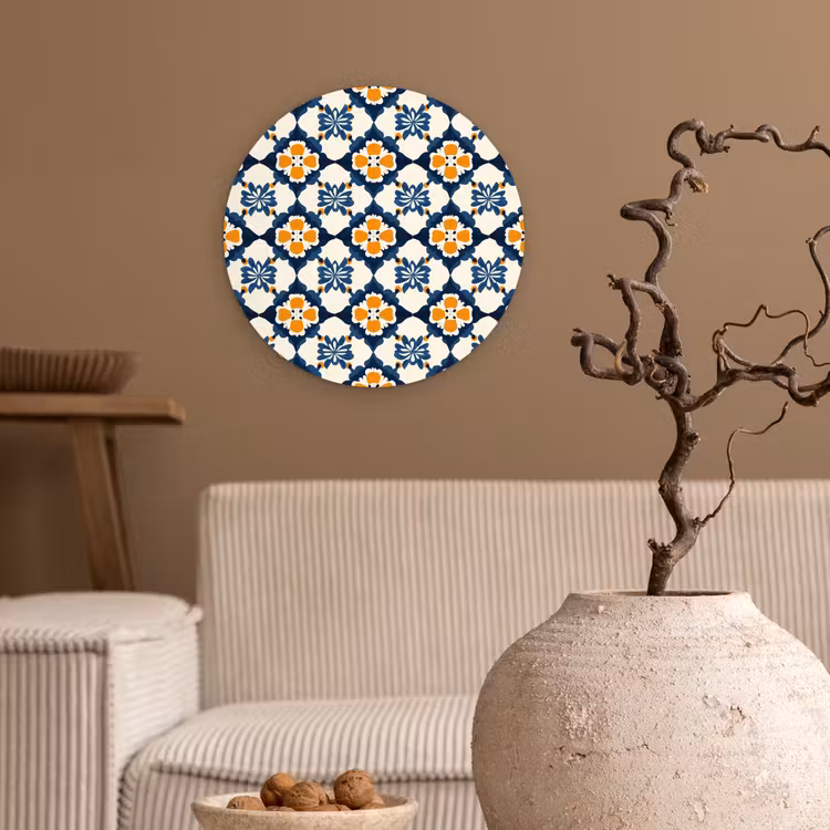 Klassiek - Geometrisch - Blauw Wandcirkel kunststof plaat 5mm dik klein 188 -sfeer1